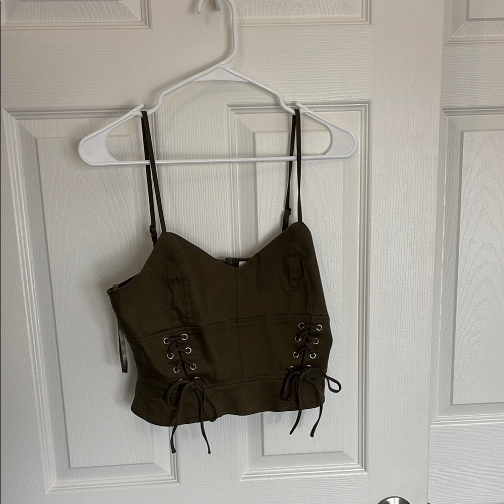 Superdown Green Sleeveless Bustier Camisole